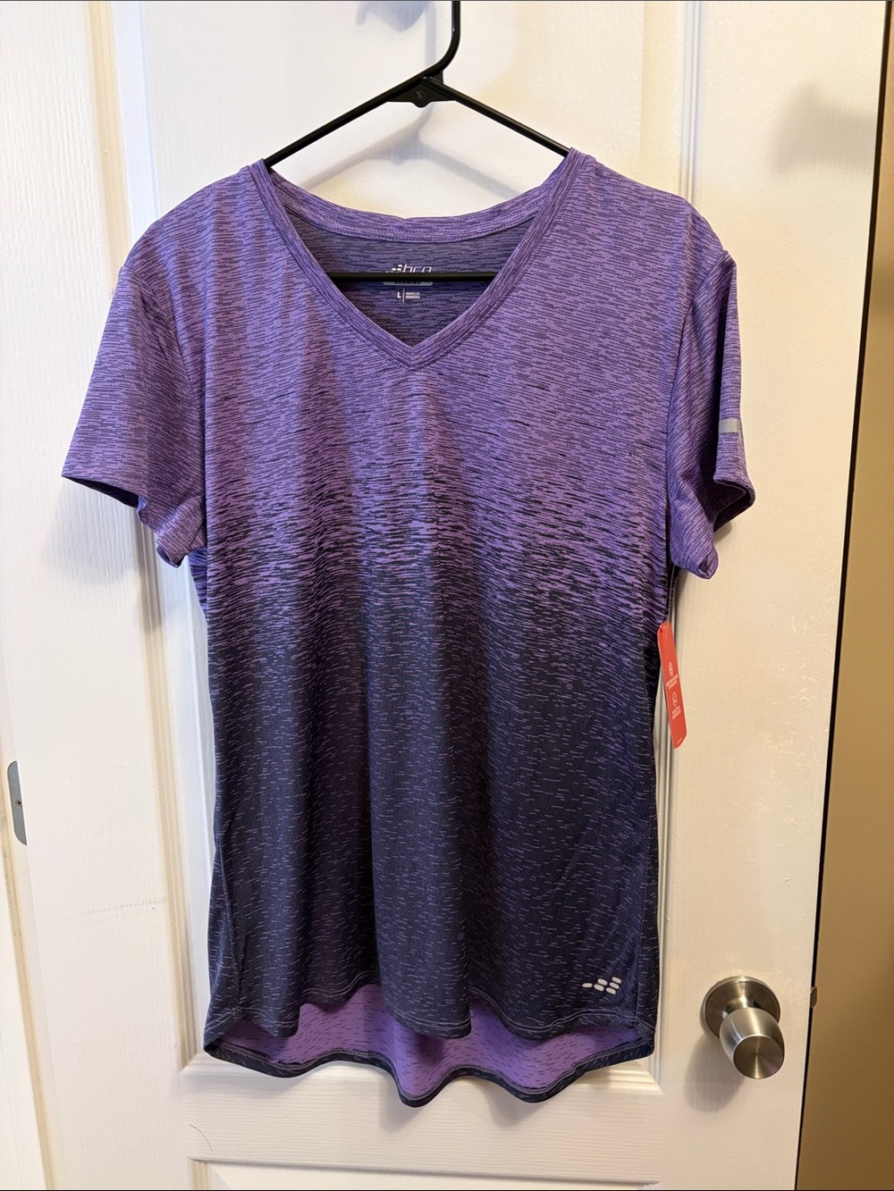 bcg Purple Ombre V-Neck Short Sleeve Active Tee